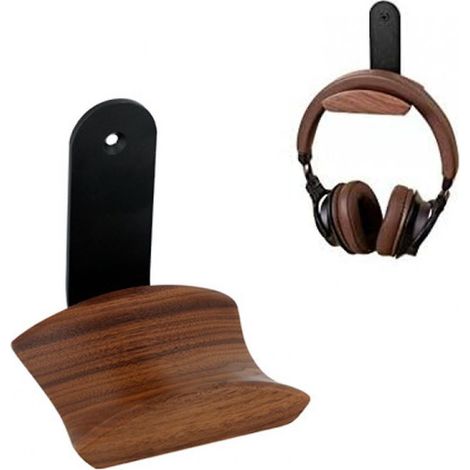 Support universel pour casque de jeu en métal et noyer avec double option de fixation pour studio, domicile et bureau (1/5)