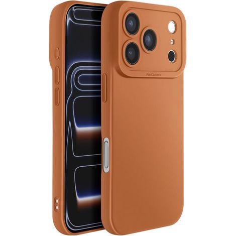 Coque pour iPhone 17 Pro Max en Silicone Souple avec Renfort Bloc Caméra Marron (1/5)
