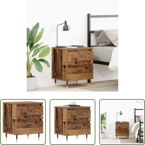 vidaXL Altholz - Nachttisch mit Schubladen Altholz 40 x 35 x 50 cm Holzwerkstoff (1/5)