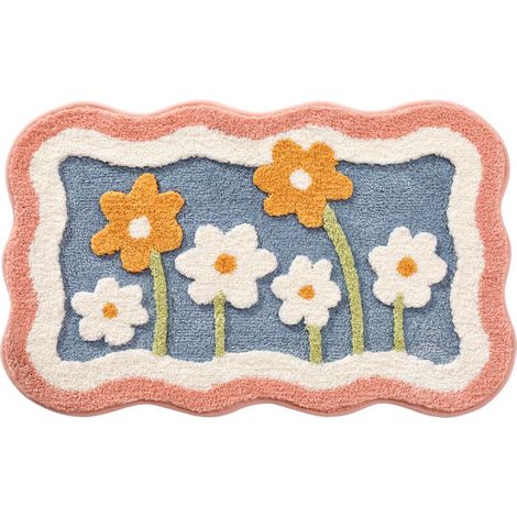 Tapis décoratif rose antidérapant pour salle de bain —