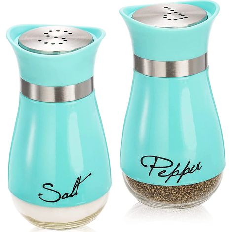 Shaker Sel Et Poivre - Base En Verre - Couvercle En Acier Inoxydable - Pour Cuisine Table À Manger Camping Barbecue - Lot De 2 (1/5)