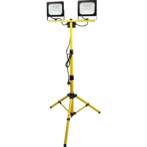DOPPIO FARO CON TREPPIEDE  2X 50W LUCE FREDDA PROIETTORE 8000 LUMEN- CAVO 5 MT (1/2)