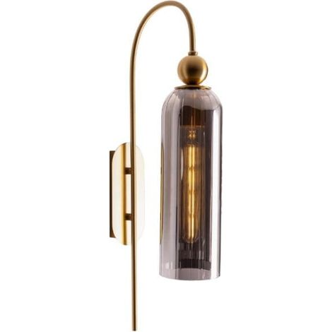 Applique vintage Campanila ottone vetro fumé E27 40W (1/4)