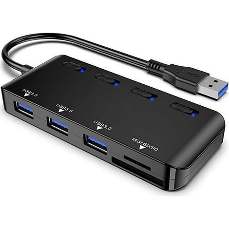 Atolla USB 3.0 Hub Multi-Port-Adapter mit SD/TF/Micro-SD-Kartenleser für MacBook/Notebook und mehr (1/5)