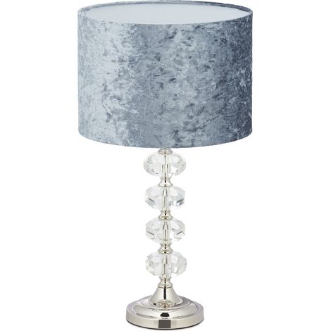 Elegante lampada da tavolo in velluto e cristallo 30 x 30 x 40 cm illuminazione indiretta atmosfera accogliente in velluto beige 130009931