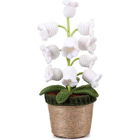 Orchidées clochettes tricotées avec lumières LED, plante en pot faite main, fleurs tricotées exquises