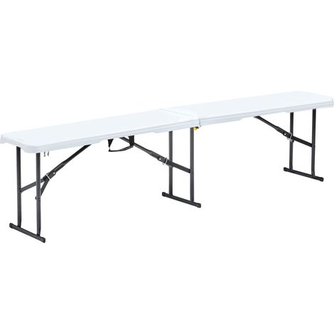 Rekkem – Banc pliable 3 places en résine PEHD 180 cm – Structure acier époxy – Charge max 330 kg – Usage intérieur/extérieur