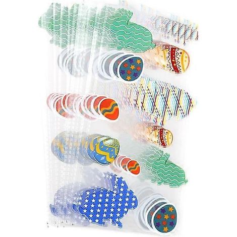 50 sachets à bonbons de Pâques en forme d'œuf de lapin, contenant transparent en cellophane - 3 (1/5)