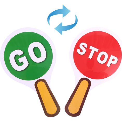 Panneau Stop et Avance avec Poignée, Panneau Stop en Plastique Double Face Imperméable Léger Rouge Vert Circulation pour Sécurité Routière Gardien de Passage Stationnement(Style 2) (1/5)