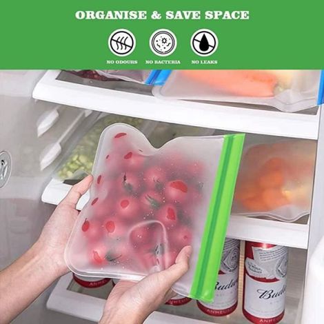 Sac de stockage alimentaire, sac de congélation réutilisable pour la conservation des légumes, des fruits, du pain (1/4)