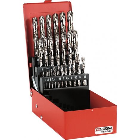 Facom – Jeu de 25 forets à métaux 1-13 mm – Pour acier jusqu'à 800 MPA – Coupe nette sans éclat – Norme ISO 235 (1/3)
