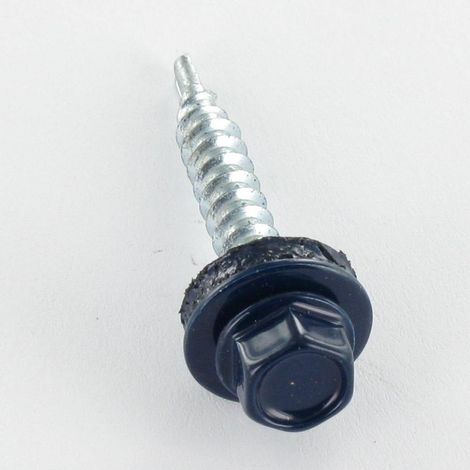 Vis autoperceuse Tête hexagonale TH 6.3X130 Rondelle d"étanchéite avec joint néoprene EPDM Acier zingué RAL5008-1 piece