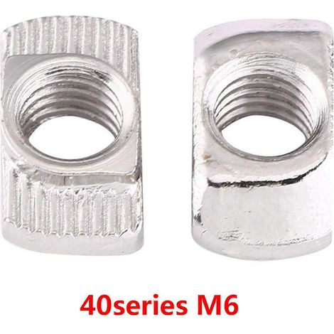 Écrou à tête marteau à rainure en T, fixation en acier au carbone nickelé pour profilé en aluminium (EU40 M619,58)