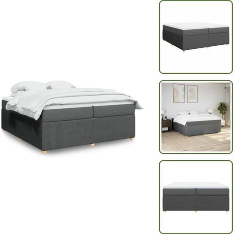 Sommier à lattes de lit avec matelas Gris foncé 200x200cm Tissu - Sommier À Lattes De Lit - Sommiers À Lattes De Lit - Lit - Meuble De Chambre À Coucher (1/5)