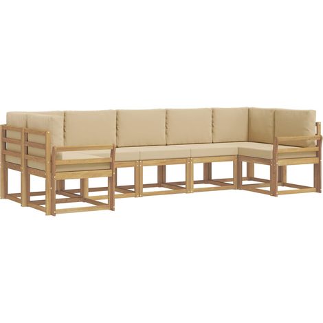 Set di divani da esterno 7 pz Bianco e Beige vidaXL (1/5)