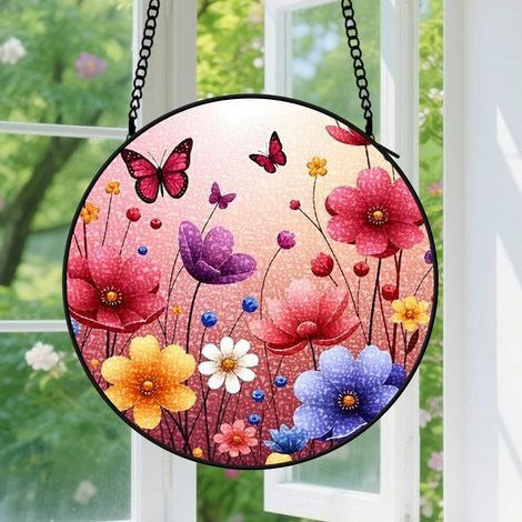 20cm Suspension Vitrail pour Fenêtre - Accroche-Soleil Fleurs de Naissance pour Portail Jardin Jardin Fleurs Sauvages Accroche-Soleils Décoration Noël Fête des Mères Anniversaire Cadeaux pour Femmes, (1/5)