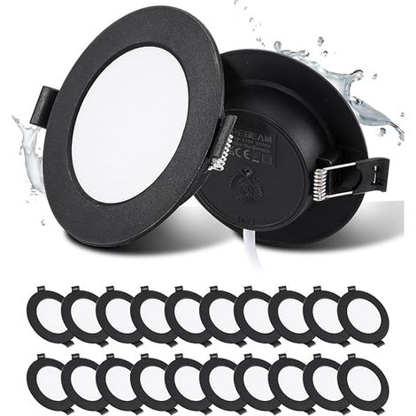 Spot LED Encastrable Noir 5W, Blanc Froid 6000K, Trous Ø75-90mm (1/5)