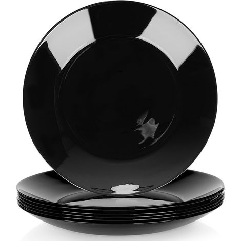 Schwarze essteller aus glas 255 cm 6er set