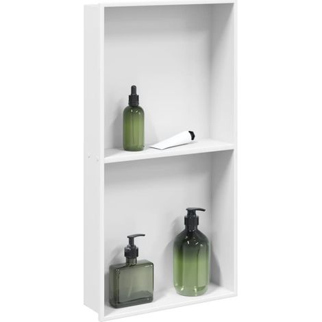 vidaXL Nicchia per Doccia Bianco Opaco 32x62x9cm in Acciaio Inox
