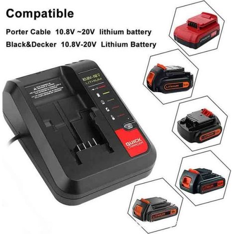 Chargeur de batterie au lithium 18 V pour Black et Decker PORTER CABLE Stanley (1/3)
