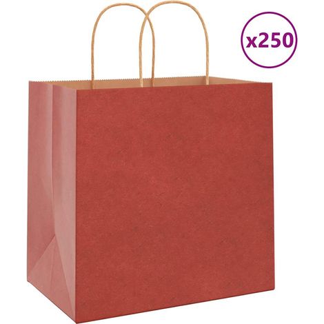 Papiertragetaschen 250 Stk. mit Henkeln Rot 26x17x25 cm
