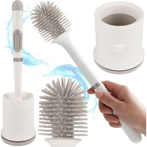 Silicone toilet brush with holder white antibacterial
