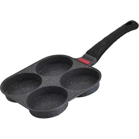 Poêle à œufs au plat 4 tasses antiadhésive pour petit-déjeuner, ustensiles de cuisine de restaurant (1/4)