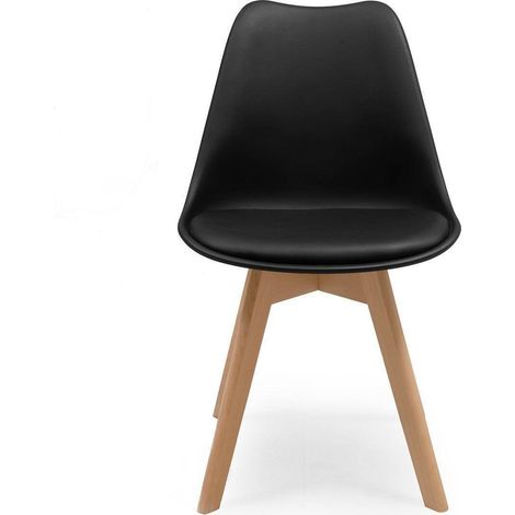 Silla de comedor DAY asiento de polipropileno y patas madera de haya  NEGRO (1/4)