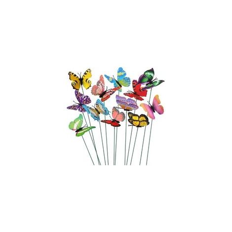Lot de 50 papillons colorés de 7 cm pour décoration de jardin sur bâtonnets de papillons pour terrasse, pelouse, papillons- (1/5)