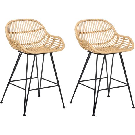 Set mit 2 Barstühlen TERRELL Rattan Naturfarben