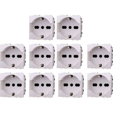 gloca Prese Schuko 2P+T 16A Compatibili Living (10, Bianco) (1/4)