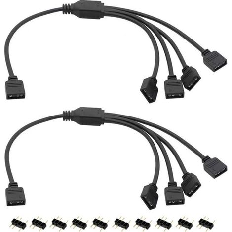 Bardusch-2 Câbles Répartiteurs ARGB, 1 à 4 Vers 5 V 3 Broches Adressable Câble D\'Extension Répartiteur RGB Câble de Synchronisation LED ARGB (1/4)