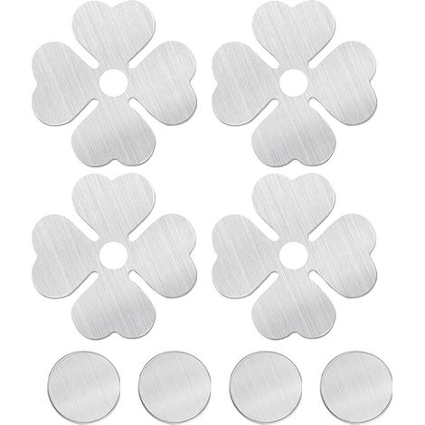 Lot de 4 poids magnétiques en acier inoxydable pour nappes et rideaux, environ 55 g. Motif trèfle à quatre feuilles. Convient également pour les rideaux et les nappes. (1/4)