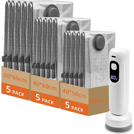 Sac Sous Vide Vetement Aspirateur avec Pompe Électrique, 15 Pièces (1/5)