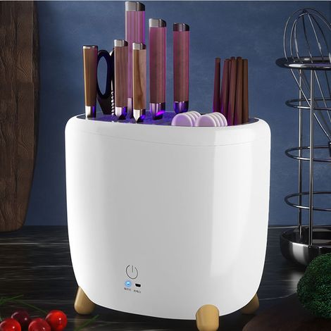 Porta cuchillos de desinfección Porta cuchillos de desinfección pequeño para el hogar Porta cuchillos de desinfección Porta cuchillos de desinfección ultravioleta inteligente,Blanco (1/5)