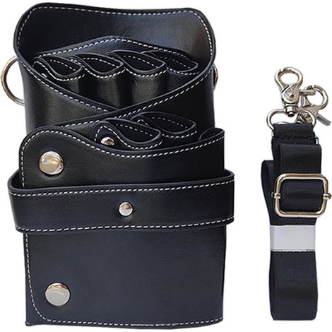 Etui Pour Ciseaux - En Cuir Véritable - Compatible Avec Ciseaux De Coiffure Et Appareils Électriques - Bandoulière Réglable - 1 Pièce (1/5)
