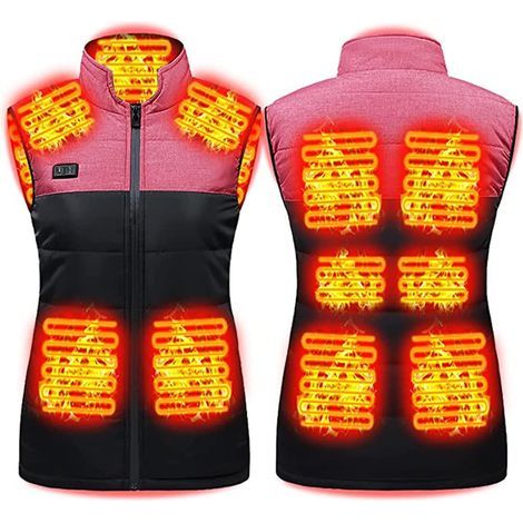 Arbeitskleidung – Beheizbare Jacke für Damen und Herren mit 4 Heizzonen und 58 Heizstufen. Elektrisch beheizbare Jacke mit USB-Ladeanschluss. Maschinenwaschbar. Schwarz, Größe M.