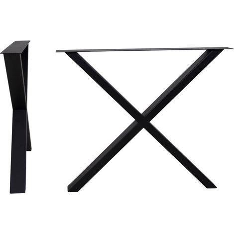 Gambe Nimes design X per tavolo da pranzo in acciaio nero, 86×70,8 cm