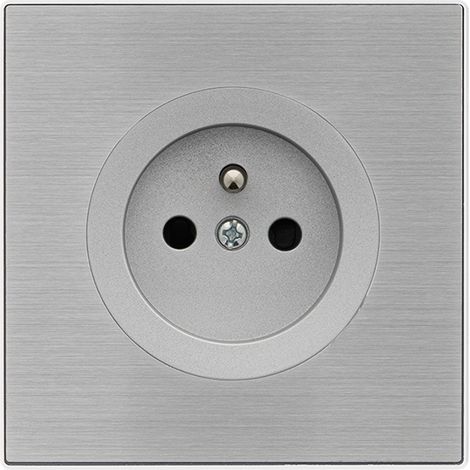 Prise de courant 16 AX encastrée aluminium glossy IP20 – Fixation par vis – Section de câble 3 x 2,5 mm² – Plaque simple métallisée gris – Fontini (1/5)