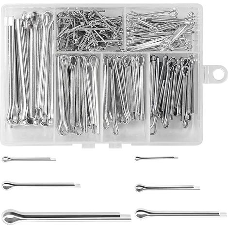 230 Pièces Goupilles Fendues en Acier Inoxydable, Goupille de Verrouillage pour Voiture, Mécanique, Camping-Car - Kit avec Boîte de Rangement, 6 Tailles (M1 M2 M2.5 M3 M4 M5) (1/5)
