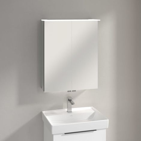 Villeroy & Boch Taro Spiegelschrank 60,7 cm mit 2 Türen, Lichtsegel, Waschplatzbeleuchtung und Vergrößerungsspiegel (1/5)