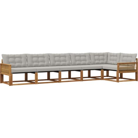 Conjunto de sofás de exterior 6 pcs Natural y Gris Claro vidaXL (1/5)
