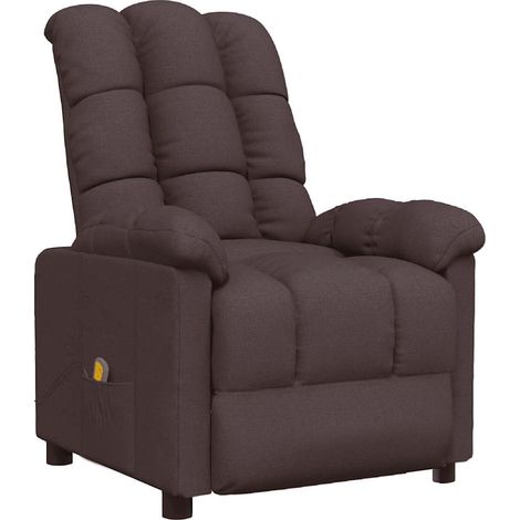 Sillón de masaje eléctrico tela marrón oscuro vidaXL (1/5)