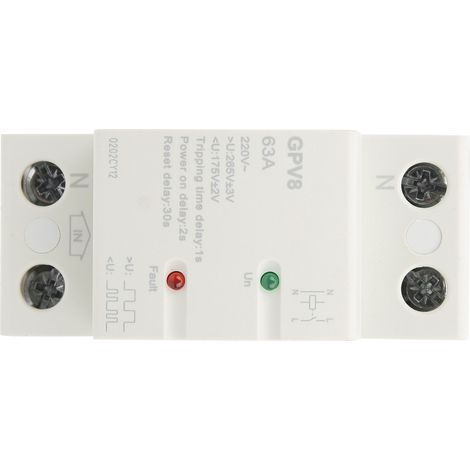 Protecteur de surtension 63A avec voyant LED et réarmement automatique GPV82pD (1/5)