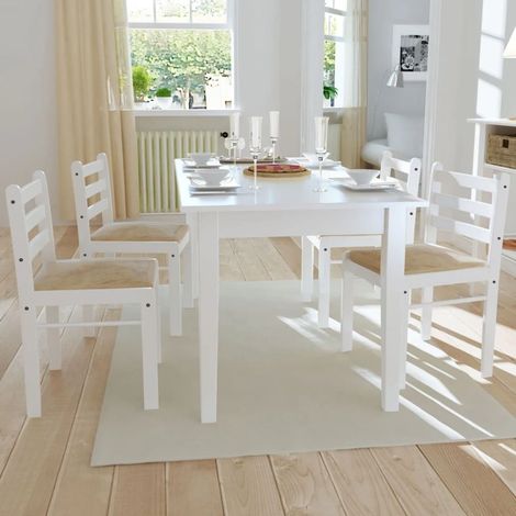 Lot de 4 Chaises de salle à manger, Chaise à dîner, Fauteuils de Relaxation blanc hévéa solide et velours BGT73407 (1/5)