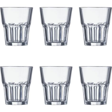 Gobelet Verre Trempé - Lot de 6 - Design Facetté Rétro - Résistance Accrue - Bar et Restaurant - 26 cl Transparent (1/3)