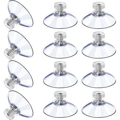 12 Grandes Ventouses Ventouses en Plastique Ventouse Anti-Collision Transparente en Caoutchouc Vis Écrou en Métal Ventouse Solide en PVC Transparent Remplacement avec Écrou de Vis (40M5-10) (1/4)