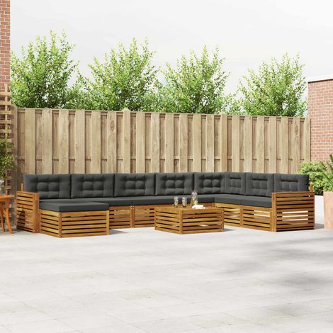 vidaXL Outdoor-Sofagarnitur mit Kissen 9 pcs Natur und Anthrazit (1/5)