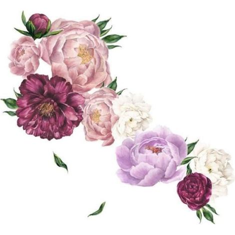 Sticker mural - LETTRES ADHESIVES - Modèle 4 - Fleurs Pivoine - PVC - 60 cm (1/2)