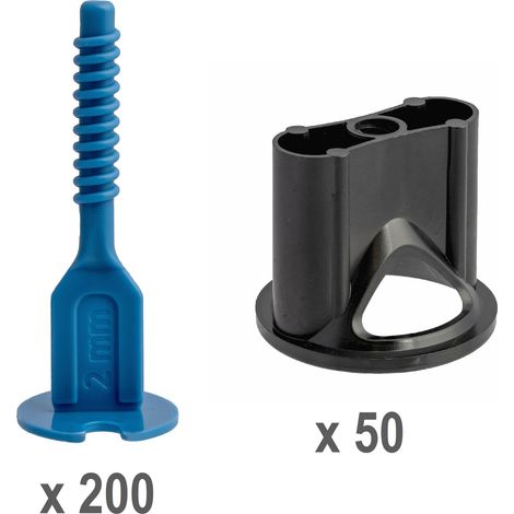 Kit croisillons autonivelants 2 mm Pro-Leveling 50 têtes et 200 bases droites